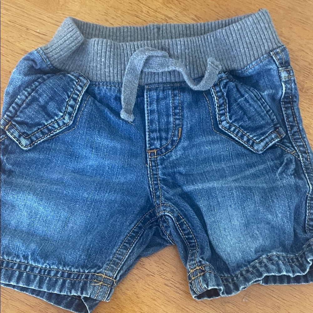 Levi's Blue Denim Baby Shorts with Gray Waistband